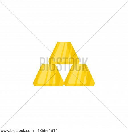 Gold Ingots Clipart On White Background. Gold Flat Icon.