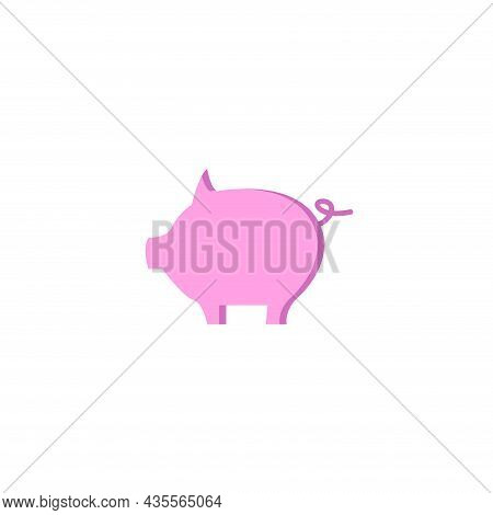 Piggy Bank Clipart On White Background. Piggy Bank Flat Icon.