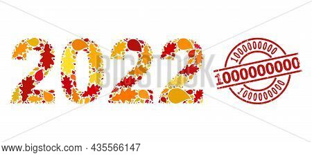 2022 Year Digits Mosaic Icon Designed For Fall Season, And 1000000000 Textured Stamp Seal. Vector 20