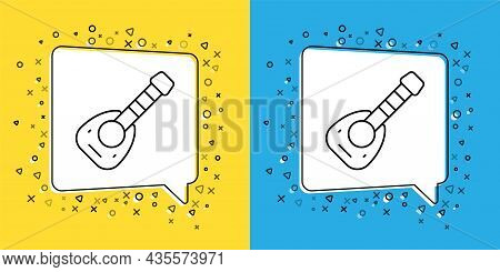Set Line Musical Instrument Lute Icon Isolated On Yellow And Blue Background. Arabic, Oriental, Gree