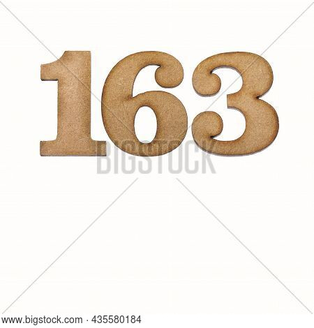 Number 163 - Piece Of Wood Isolated On White Background