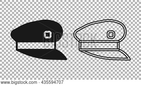 Black Train Driver Hat Icon Isolated On Transparent Background. Vector