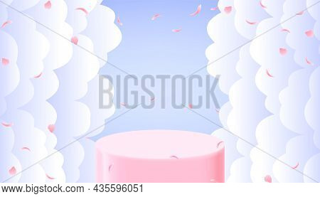 3d Podium, Background Scene, Vector Illustration. Stage Platform For Product, Geometric Paster Pedes