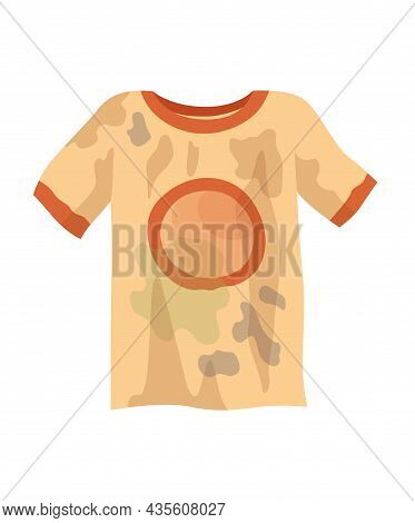 Dirty Clothes. Grease Stained Tshirt. Laundry Mud Stains On Garments. Uncleanliness T-shirt. Symbol 