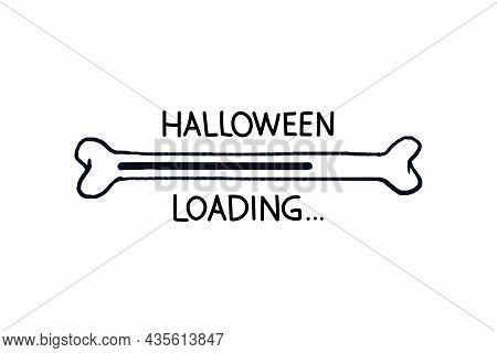 Bone Loading Bar. Doodle Progress Bar Halloween Bone With Loading Indicator. Vector Stock Illustrati