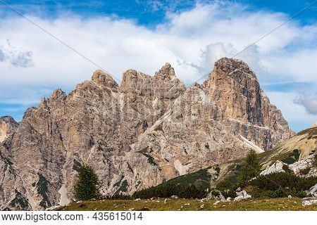 Mountain Peak Of The Monte Rudo Or Rautkofel And Croda Dei Rondoi Or Schwalbenkofel Of The Mountain 