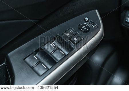 Novosibirsk, Russia - September 24, 2021:  Honda Cr-v,  Arm Rest With Window Control Panel, Door Loc