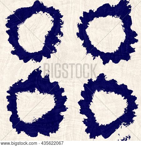 Seamless Indigo Distorted Mottled Texture. Blue Woven Boro Cotton Dyed Effect Background. Japan Repe