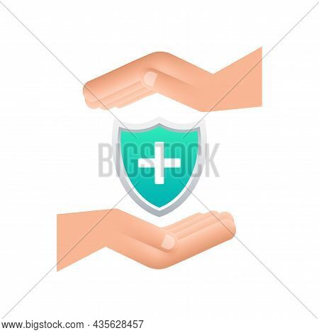 Health Insurance. Hands Holding Insurance Sign. Medical Protection, Medical Insurance Concepts. Flat