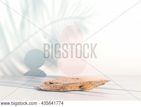 Stone Podium On Pastel Background, For Product Display, Blank For Mockup Design. 3d.