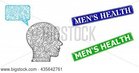 Mesh Man Mention Image, And Men S Health Blue And Green Rectangle Textured Seal Prints. Mesh Carcass