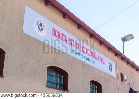 Hel, Poland - July 20, 2021: Sign Volunteer Fire Brigade In Hel.
