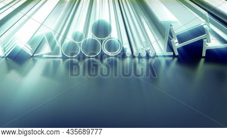 Glowing Metal Profile And Iron Rod - Cg Industrial 3d Illustration