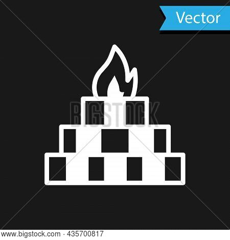 White Yagna Icon Isolated On Black Background. Vector