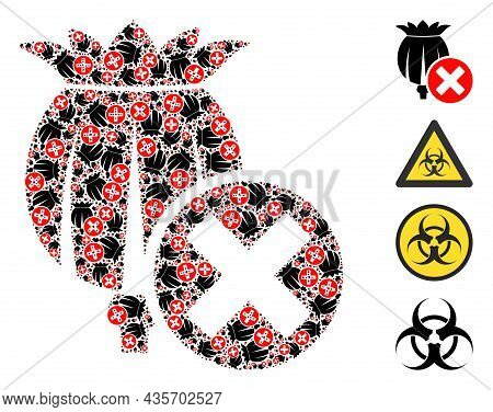 Vector Forbid Poppy Fractal Is Created From Repeating Fractal Forbid Poppy Pictograms. Fractal Mosai