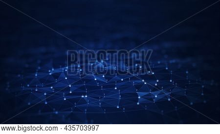 Data Protection Background Is A Concept In Cybersecurity And Privacy Technology. A Small Padlock Bin