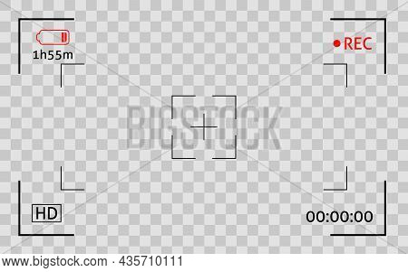 Camera Viewfinder Frame. Display Snapshot Digital Video Record Screen. Filn Rec Camcoder Template