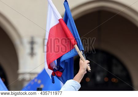 Cracow; Poland - Oct 10; 2021: We Stay; The Government Leaves! People Protest Against The Verdict Of