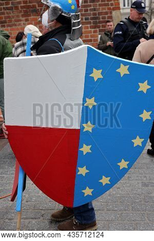 Cracow; Poland - Oct 10; 2021: We Stay; The Government Leaves! People Protest Against The Verdict Of