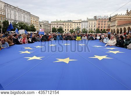 Cracow; Poland - Oct 10; 2021: We Stay; The Government Leaves! People Protest Against The Verdict Of