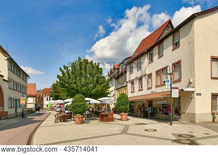 Bensheim, Germany - August 2021: Old Historic City Center On Sunny Summer Day