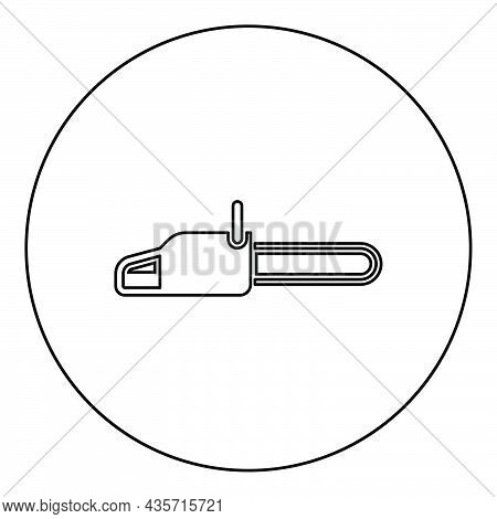 Chainsaw Petrol Chain Saw Lumberjack Tool Icon In Circle Round Black Color Vector Illustration Solid