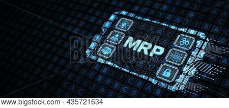 Mrp Material Requirement Planning Manufacturing Industry Business Process Automation. 3d Illustratio