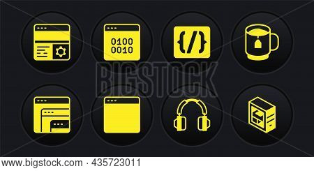 Set Software, Cup Tea With Tea Bag, Browser Window, Headphones, Programming Language Syntax, Binary 