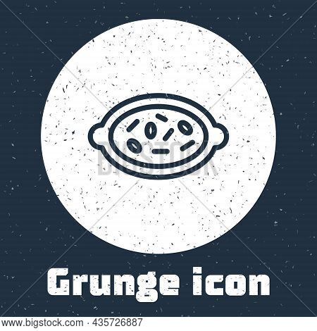 Grunge Line Kheer In A Bowl Icon Isolated On Grey Background. Traditional Indian Food. Monochrome Vi