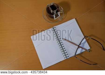 Abstract Spiral Notebook  And  Penci For Background
