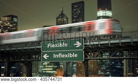 Street Sign The Direction Way To Flexible Versus Inflexible