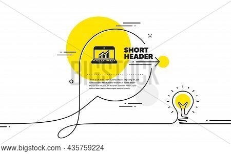 Data Analysis And Statistics Icon. Continuous Line Idea Chat Bubble Banner. Report Graph Or Chart Si