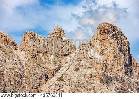 Mountain Peak Of Monte Rudo Or Rautkofel And Croda Dei Rondoi Or Schwalbenkofel Of The Mountain Rang