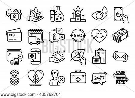Vector Set Of Work Home, Local Grown And Shoulder Strap Line Icons Set. Calendar Report, Money Walle