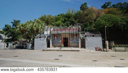 Cheung Chau, Hong Kong 27 May 2021: Chinese style temple on Cheung Chau