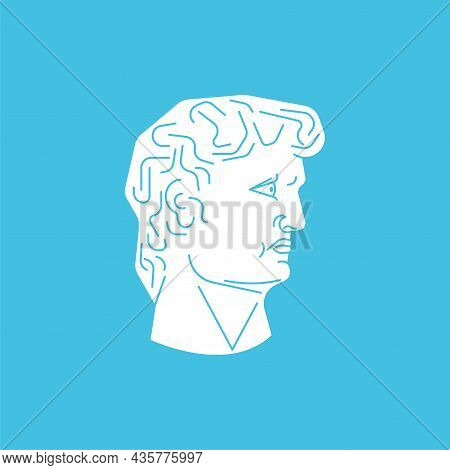 David Head Sculpture Of Michelangelo. Renaissance Statue. Art Vector Illustration