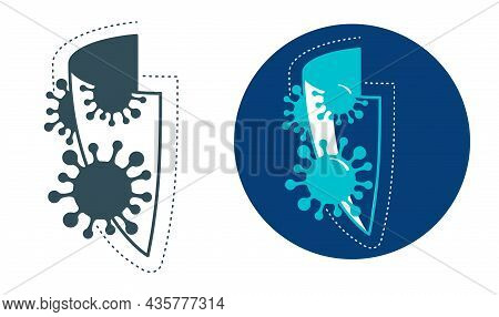 Antiviral Antibacterial Formula Vector Icon With Shield In Side View. Against Coronavirus, Health Pr