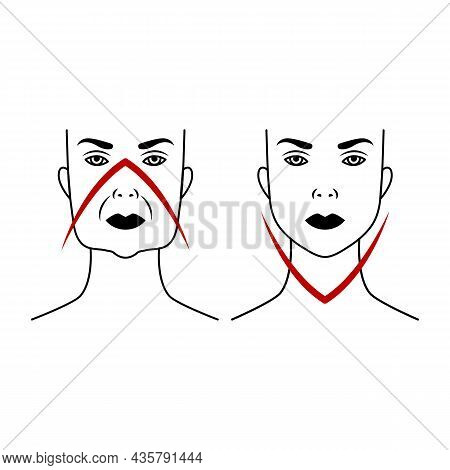 Lifting Of Female Face. Comparison Before And After. Facial Oval Restoration, Hardware Cosmetology, 