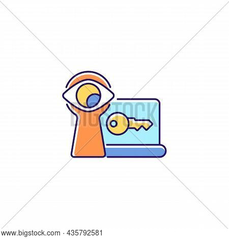 Shoulder Surfing Attack Rgb Color Icon. Internet Safety Breach. Spying On System Security Info. Onli