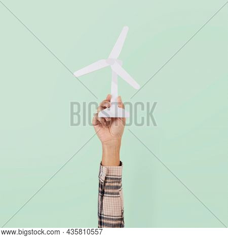 Wind turbine hand renewable energy environment