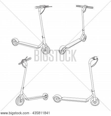 Vector Illustration Of Electric Scooter Bike - Line Art