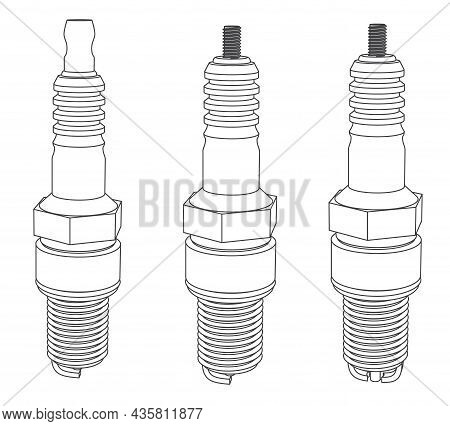 Vector Different Car Spark Plug Set