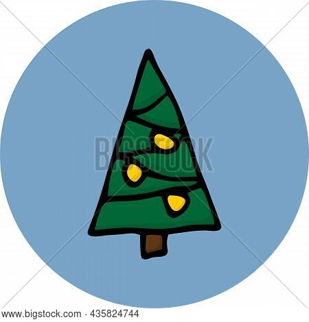 Hand-drawn Holiday Tree. Doodle Style Vector Illustration. Design Element For Post Cards, Invitation