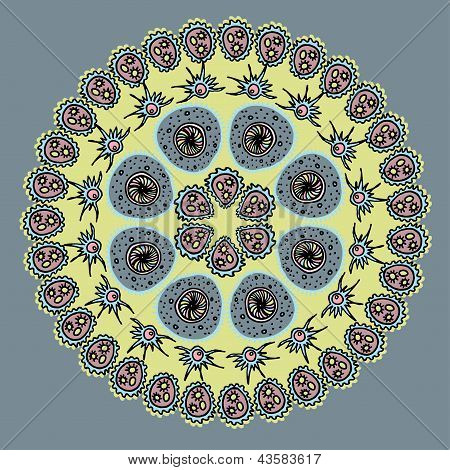 Geometric background, circle floral ornament