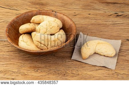 Chipas, Typical South American Cheese Bun Over Wooden Table