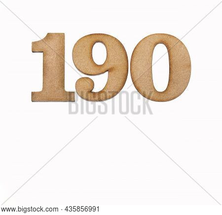 Number 190 In Wood, Isolated On White Background