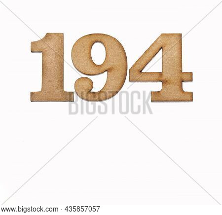 Number 194 In Wood, Isolated On White Background