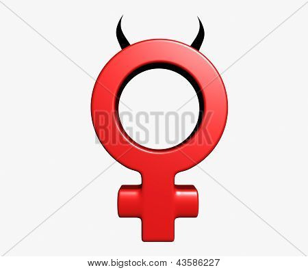 Female symbol with horns on white background - 3d illustration