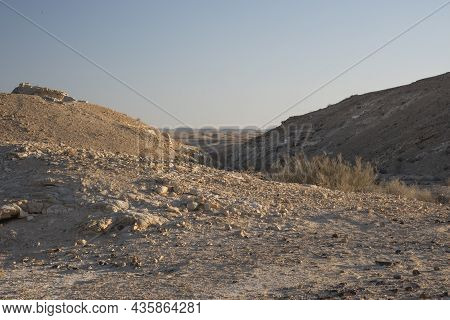 Beautiful Lunar Landscape. Wight And Smooth Hills In Various Shapes In A Desert Landscape. The Whiti