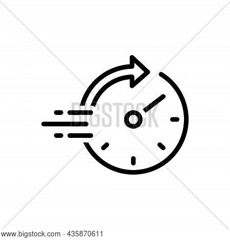 Black Line Icon For Rapid Speed Tempo Intense Pace Motion Quickly Fast Swiftly